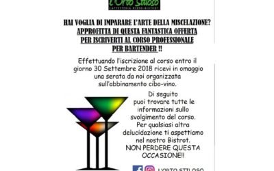 Corso professionale per bartender 30 giugno 2018